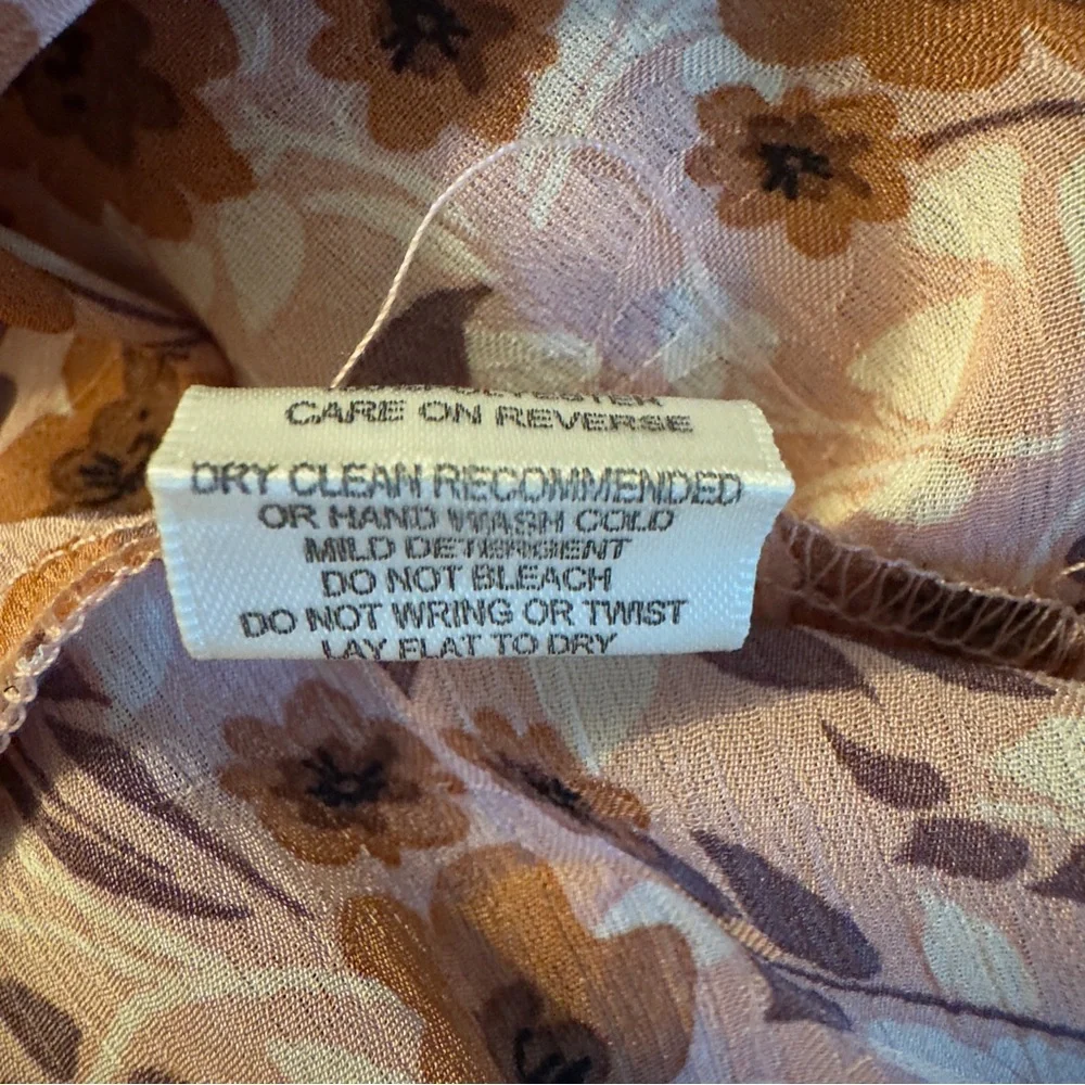 Lovestitch size L floral ruffled sleeves bottom v-neck sheer flowy maxi - Picture 4 of 4